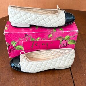 FS/NY Quilted Cream and Black Flats